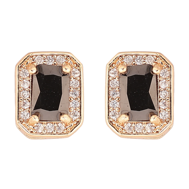 Сережки Xuping M&L Колір 18K пусети «Чорні фіаніти в обрамленні цирконію» фото №5 Сережки Xuping M&L Колір 18K пусети «Чорні фіаніти в обрамленні цирконію» фото №5