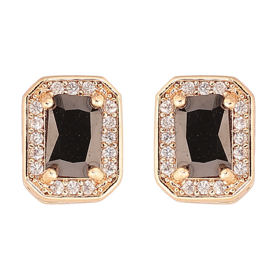 Серьги Xuping M&L Цвет 18K пусеты Черные фианиты в обрамлении циркония фото №1 Серьги Xuping M&L Цвет 18K пусеты Черные фианиты в обрамлении циркония фото №1