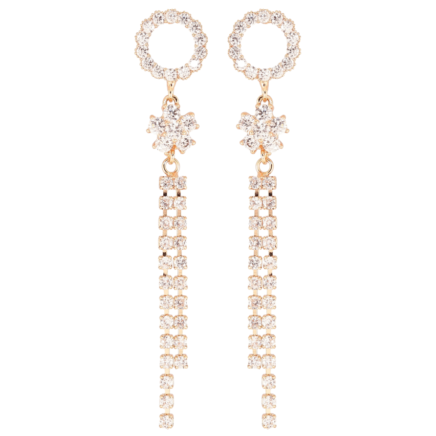 Сережки Xuping M&L Колір 18K пусети «Кришталеві підвіски» фото №1 Сережки Xuping M&L Колір 18K пусети «Кришталеві підвіски» фото №1