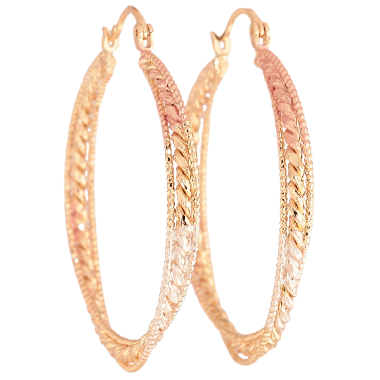 Сережки Xuping M&L Колір 18K кільця (конго) «Декоративний візерунок пофарбований емаллю» ø 4см фото №3 Сережки Xuping M&L Колір 18K кільця (конго) «Декоративний візерунок пофарбований емаллю» ø 4см фото №3