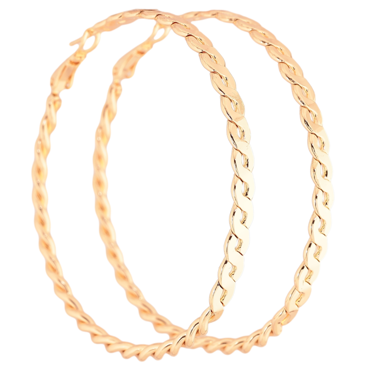 Серьги Xuping M&L Цвет 18K кольца (конго) Узор косичка ø 6см фото №5 Серьги Xuping M&L Цвет 18K кольца (конго) Узор косичка ø 6см фото №5