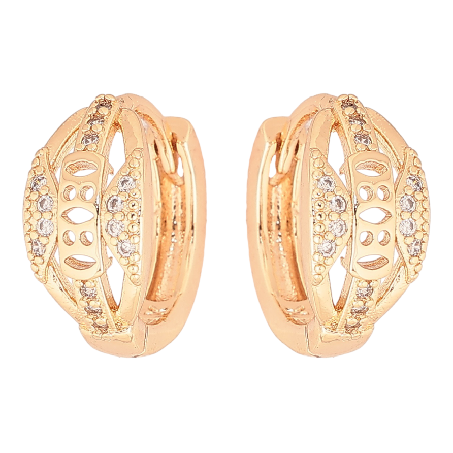 Сережки Xuping M&L Колір 18K колечка «Різьблений візерунок з цирконієм» фото №1