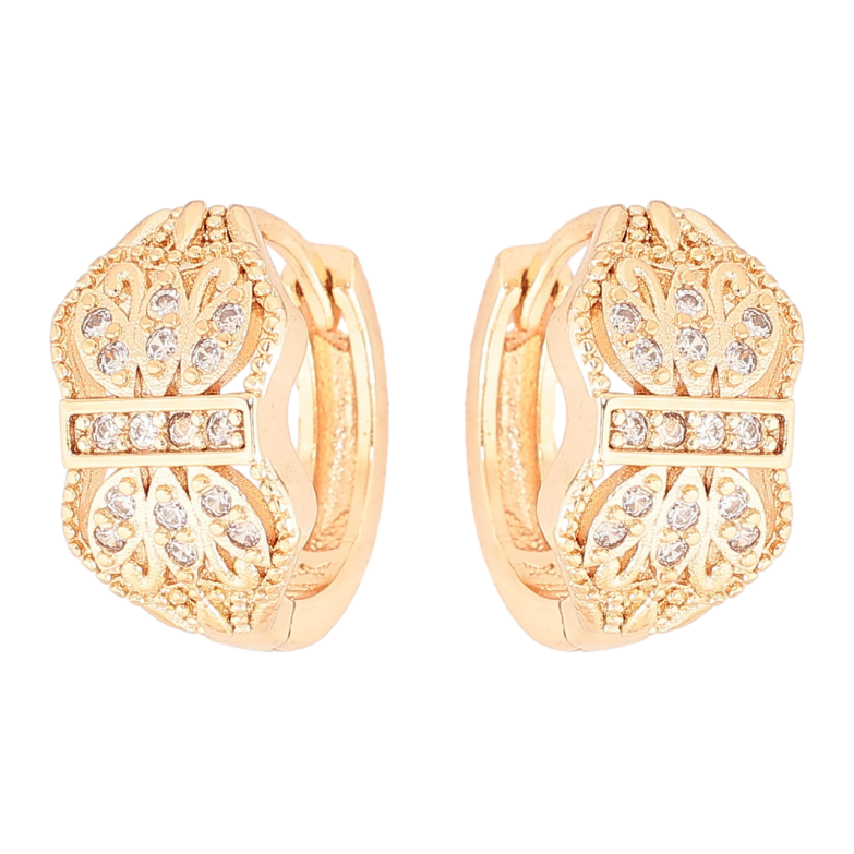Сережки Xuping M&L Колір 18K колечка «Декоративний візерунок з цирконієм» фото №5 Сережки Xuping M&L Колір 18K колечка «Декоративний візерунок з цирконієм» фото №5