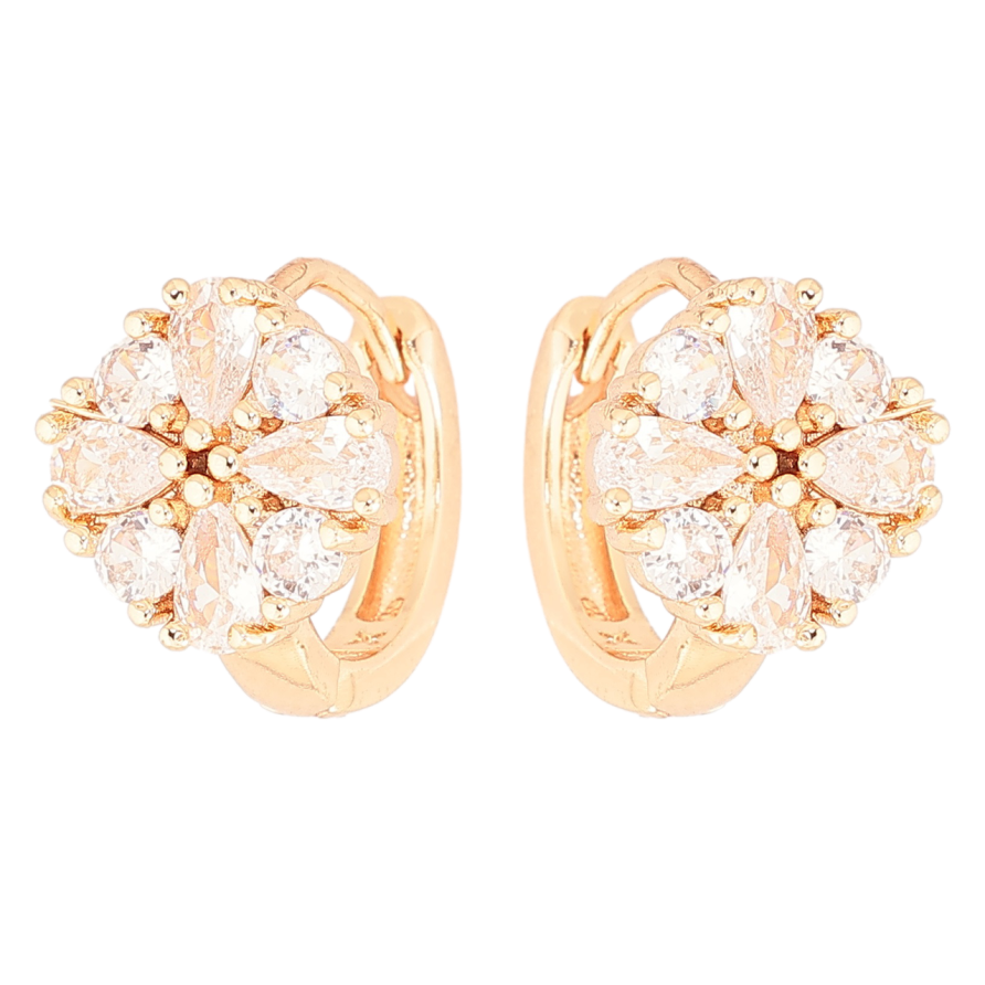 Сережки Xuping M&L Колір 18K колечка «Кришталева квітка» фото №1 Сережки Xuping M&L Колір 18K колечка «Кришталева квітка» фото №1