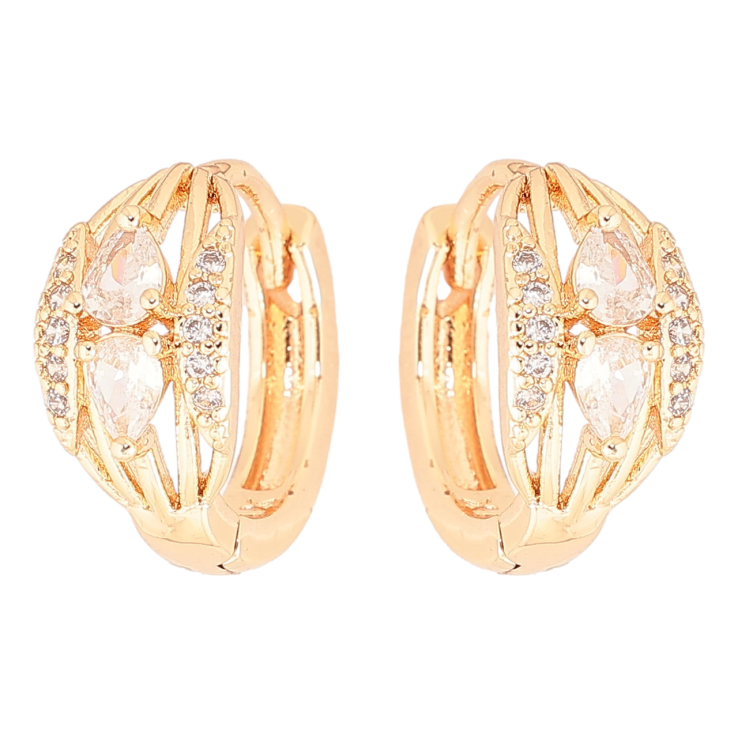 Сережки Xuping M&L Колір 18K колечка «Візерунок з цирконієм» фото №5 Сережки Xuping M&L Колір 18K колечка «Візерунок з цирконієм» фото №5