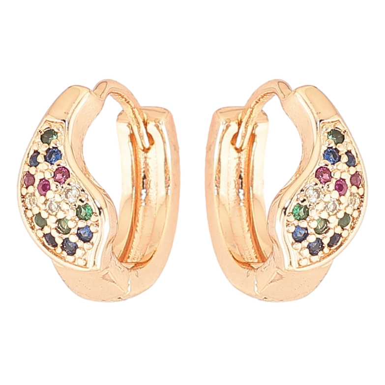 Сережки Xuping M&L Колір 18K колечка «Пелюстки з різнокольоровим цирконієм» фото №2