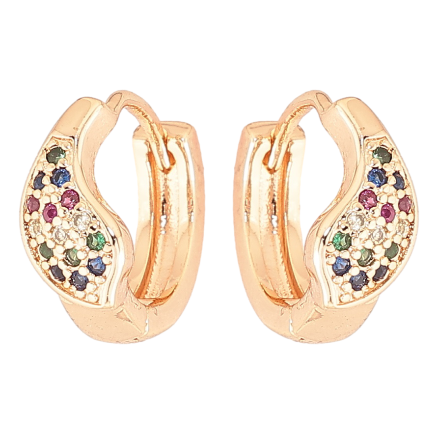 Сережки Xuping M&L Колір 18K колечка «Пелюстки з різнокольоровим цирконієм» фото №1
