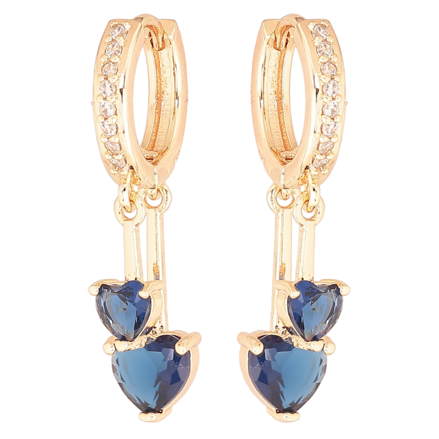 Сережки Xuping M&L Колір 18K підвіски на колечках «Сині кришталеві сердечка» фото №1 Сережки Xuping M&L Колір 18K підвіски на колечках «Сині кришталеві сердечка» фото №1