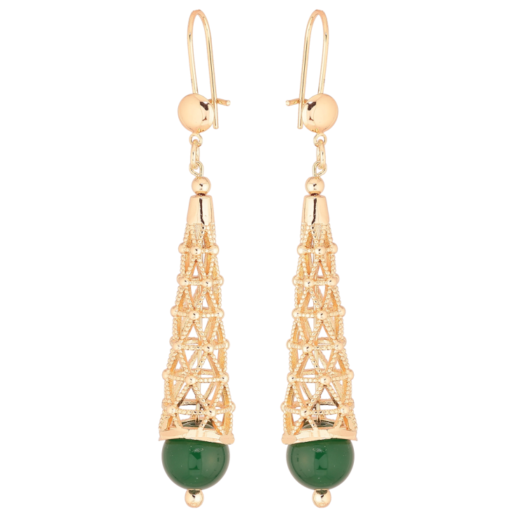 Серьги Xuping M&L Цвет 18K французский замок Зеленые бусины под резным куполом фото №8 Серьги Xuping M&L Цвет 18K французский замок Зеленые бусины под резным куполом фото №8
