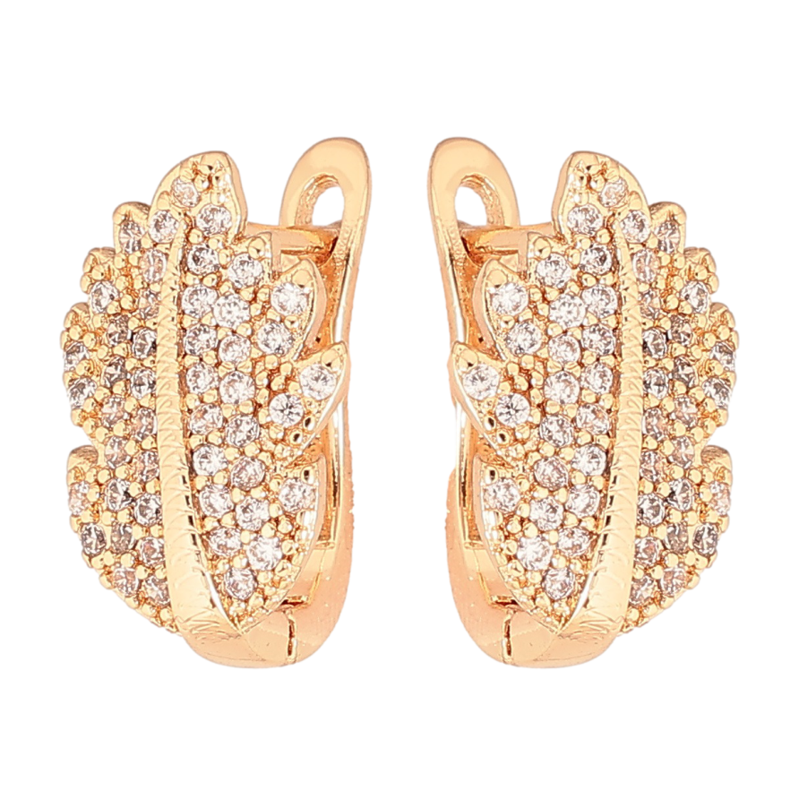 Серьги Xuping M&L Цвет 18K английский замок Листики с инкрустацией цирконием фото №1 Серьги Xuping M&L Цвет 18K английский замок Листики с инкрустацией цирконием фото №1