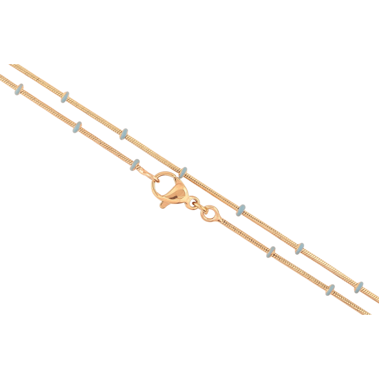 Ланцюжок Xuping Позолота 18K «Плетіння Ювелірний шнур з блакитними емалевими намистинами» довжина 45см х 1мм фото №14