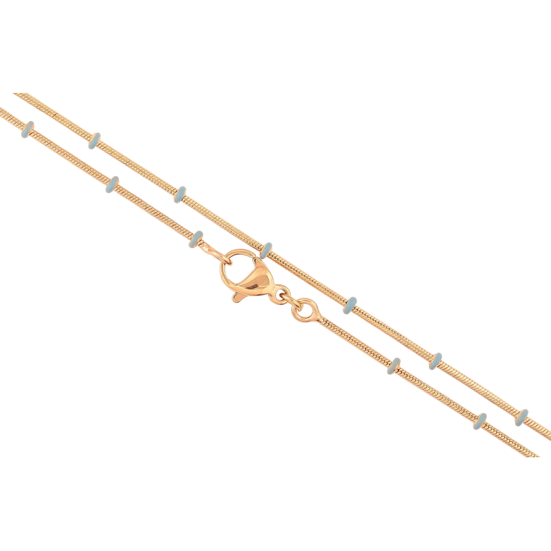 Ланцюжок Xuping Позолота 18K «Плетіння Ювелірний шнур з блакитними емалевими намистинами» довжина 45см х 1мм фото №6 Ланцюжок Xuping Позолота 18K «Плетіння Ювелірний шнур з блакитними емалевими намистинами» довжина 45см х 1мм фото №6