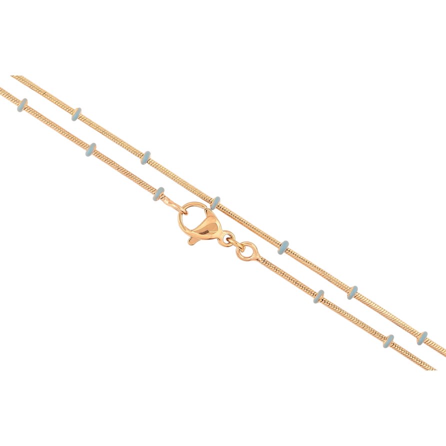 Ланцюжок Xuping Позолота 18K «Плетіння Ювелірний шнур з блакитними емалевими намистинами» довжина 45см х 1мм фото №1 Ланцюжок Xuping Позолота 18K «Плетіння Ювелірний шнур з блакитними емалевими намистинами» довжина 45см х 1мм фото №1