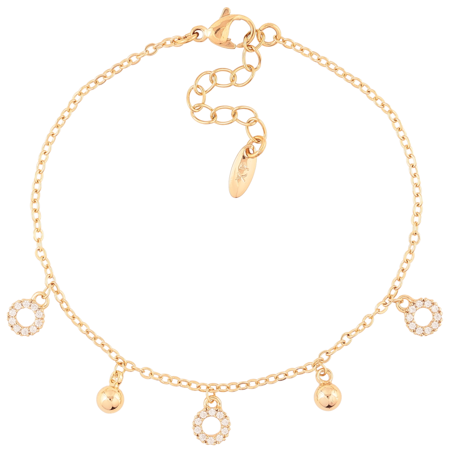 Браслет Xuping Позолота 18K Цепочка с подвесками длинна с доп. цепочкой 16.5-19.5см х 1.5мм фото №1 Браслет Xuping Позолота 18K Цепочка с подвесками длинна с доп. цепочкой 16.5-19.5см х 1.5мм фото №1