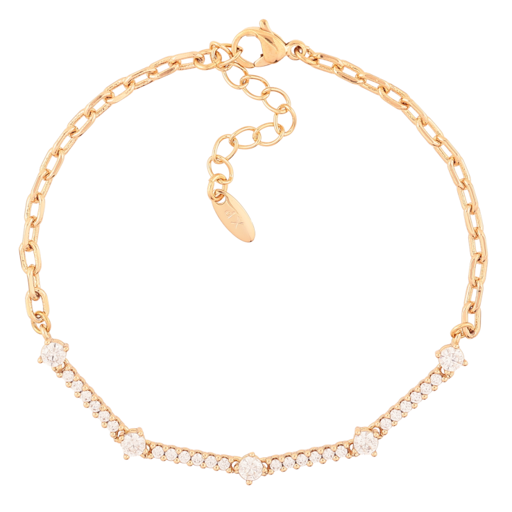Браслет Xuping Позолота 18K Цепочка с вставкой дорожки циркония длинна с доп. цепочкой 17-20см х 2.5мм фото №19 Браслет Xuping Позолота 18K Цепочка с вставкой дорожки циркония длинна с доп. цепочкой 17-20см х 2.5мм фото №19