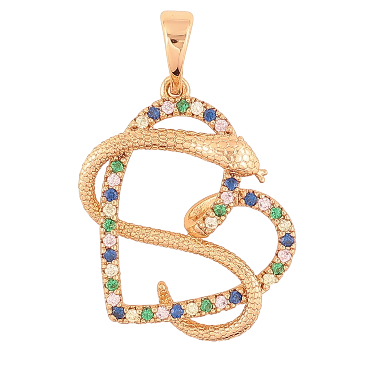 Кулон Xuping Позолота 18K «Сердечко зі змією» для ланцюжка до 5мм фото №5