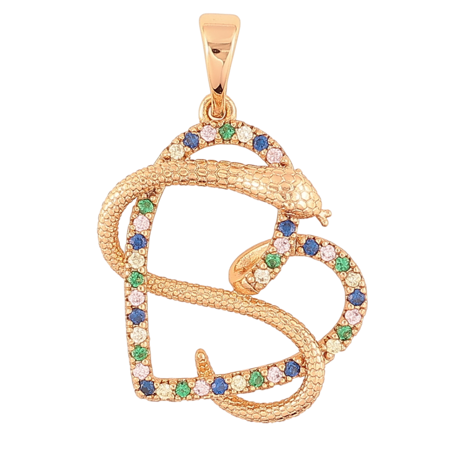 Кулон Xuping Позолота 18K «Сердечко зі змією» для ланцюжка до 5мм фото №1 Кулон Xuping Позолота 18K «Сердечко зі змією» для ланцюжка до 5мм фото №1