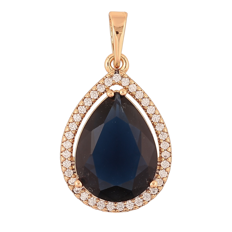 Кулон Xuping Позолота 18K «Синя кришталева крапля в обрамленні цирконію» для ланцюжка до 5мм фото №20 Кулон Xuping Позолота 18K «Синя кришталева крапля в обрамленні цирконію» для ланцюжка до 5мм фото №20