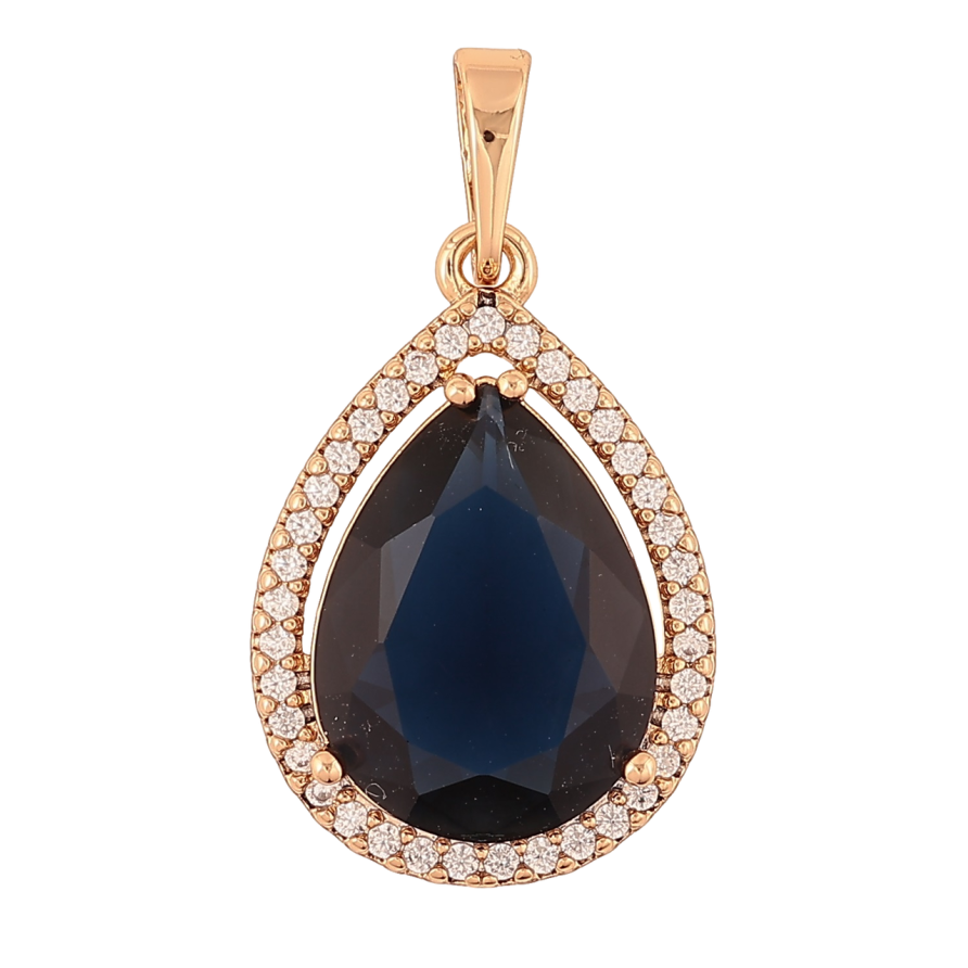Кулон Xuping Позолота 18K «Синя кришталева крапля в обрамленні цирконію» для ланцюжка до 5мм фото №1 Кулон Xuping Позолота 18K «Синя кришталева крапля в обрамленні цирконію» для ланцюжка до 5мм фото №1