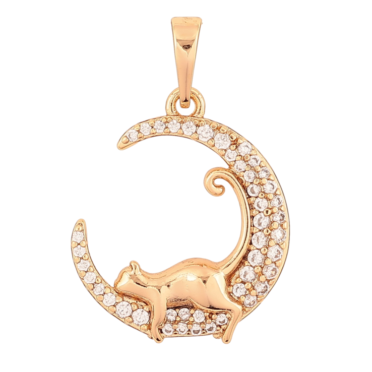 Кулон Xuping Позолота 18K «Кішка на Місяці» для ланцюжка до 6мм фото №2 Кулон Xuping Позолота 18K «Кішка на Місяці» для ланцюжка до 6мм фото №2