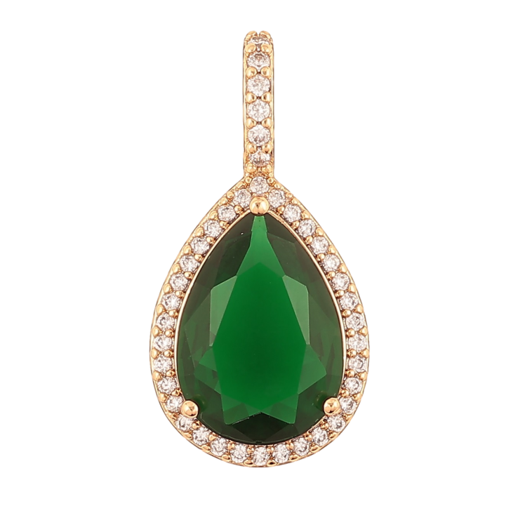 Кулон Xuping Позолота 18K «Зелена кришталева крапля» для ланцюжка до 4мм фото №9 Кулон Xuping Позолота 18K «Зелена кришталева крапля» для ланцюжка до 4мм фото №9