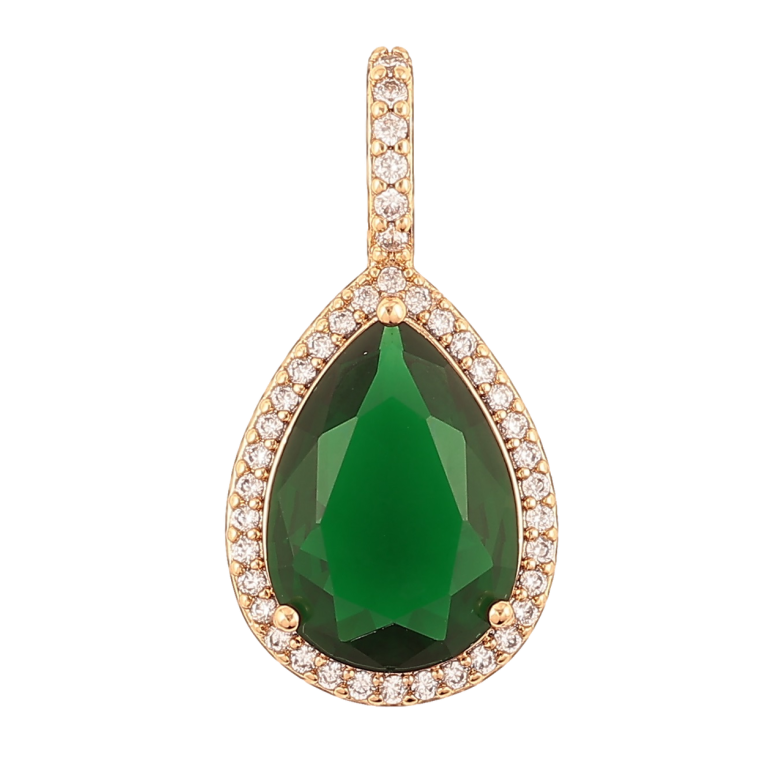 Кулон Xuping Позолота 18K «Зелена кришталева крапля» для ланцюжка до 4мм фото №14 Кулон Xuping Позолота 18K «Зелена кришталева крапля» для ланцюжка до 4мм фото №14
