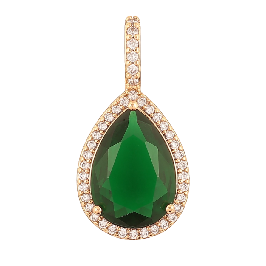 Кулон Xuping Позолота 18K Зеленая кристальная капля для цепочки до 4мм фото №1 Кулон Xuping Позолота 18K Зеленая кристальная капля для цепочки до 4мм фото №1