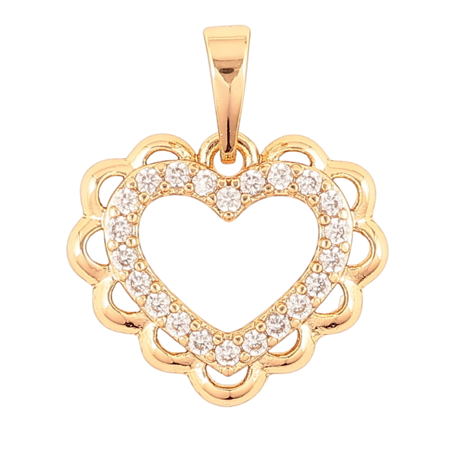 Кулон Xuping Позолота 18K Ажурное сердечко с цирконием для цепочки до 6мм фото №1 Кулон Xuping Позолота 18K Ажурное сердечко с цирконием для цепочки до 6мм фото №1