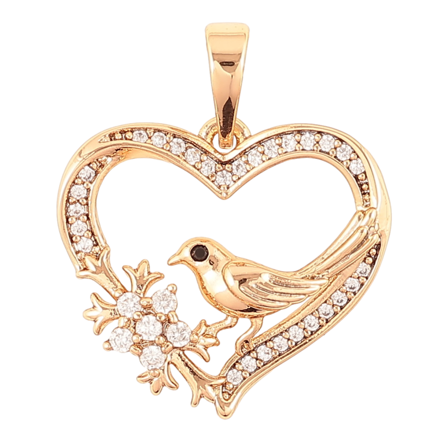 Кулон Xuping Позолота 18K Птичка в сердечке для цепочки до 6мм фото №1 Кулон Xuping Позолота 18K Птичка в сердечке для цепочки до 6мм фото №1