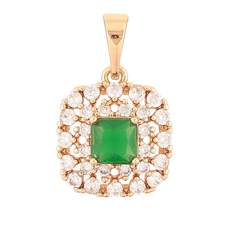 Кулон Xuping Позолота 18K Инкрустация цирконием с зеленым фианитом для цепочки до 5мм фото №1 Кулон Xuping Позолота 18K Инкрустация цирконием с зеленым фианитом для цепочки до 5мм фото №1