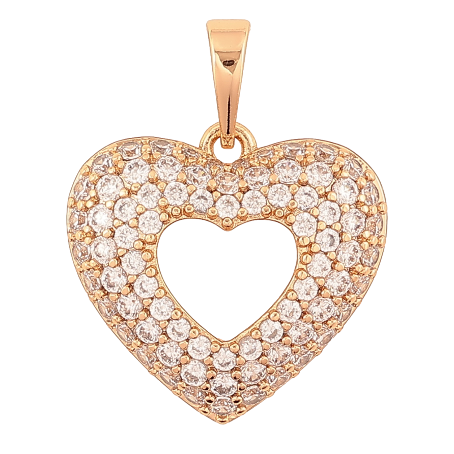 Кулон Xuping Позолота 18K «Об'ємне сердечко з інкрустацією цирконієм» для ланцюжка до 6мм фото №1