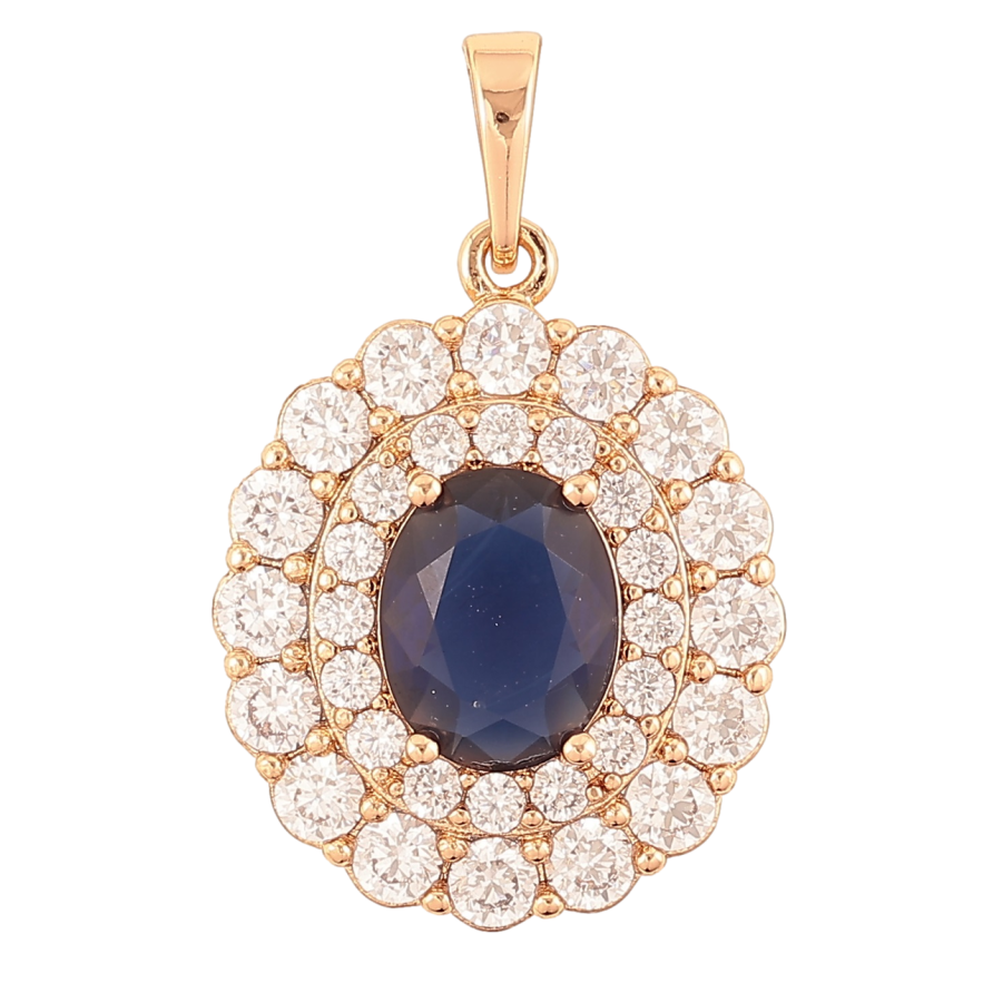 Кулон Xuping Позолота 18K Инкрустация цирконием с синим кристаллом для цепочки до 6мм фото №1 Кулон Xuping Позолота 18K Инкрустация цирконием с синим кристаллом для цепочки до 6мм фото №1