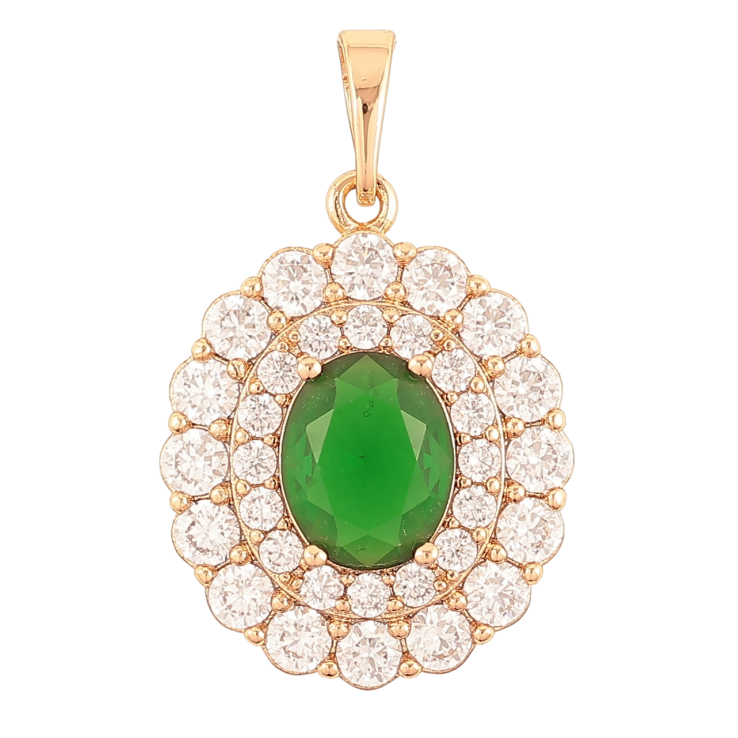 Кулон Xuping Позолота 18K Инкрустация цирконием с зеленым кристаллом для цепочки до 6мм фото №16 Кулон Xuping Позолота 18K Инкрустация цирконием с зеленым кристаллом для цепочки до 6мм фото №16