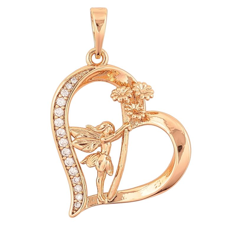 Кулон Xuping Позолота 18K Сердечко с феей для цепочки до 6мм фото №5 Кулон Xuping Позолота 18K Сердечко с феей для цепочки до 6мм фото №5