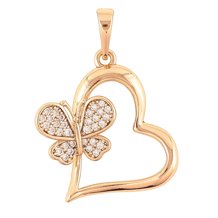 Кулон Xuping Позолота 18K Сердечко с бабочкой для цепочки до 6мм фото №1 Кулон Xuping Позолота 18K Сердечко с бабочкой для цепочки до 6мм фото №1