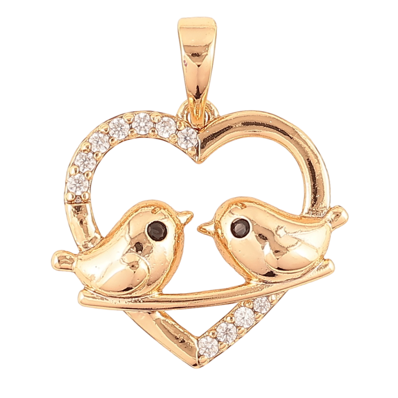 Кулон Xuping Позолота 18K «Сердечко з пташками» для ланцюжка до 6мм фото №4