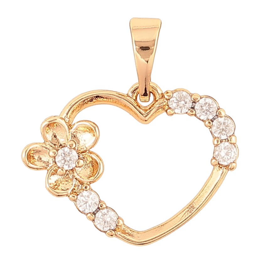 Кулон Xuping Позолота 18K Сердечко с цветочком для цепочки до 5мм фото №1 Кулон Xuping Позолота 18K Сердечко с цветочком для цепочки до 5мм фото №1