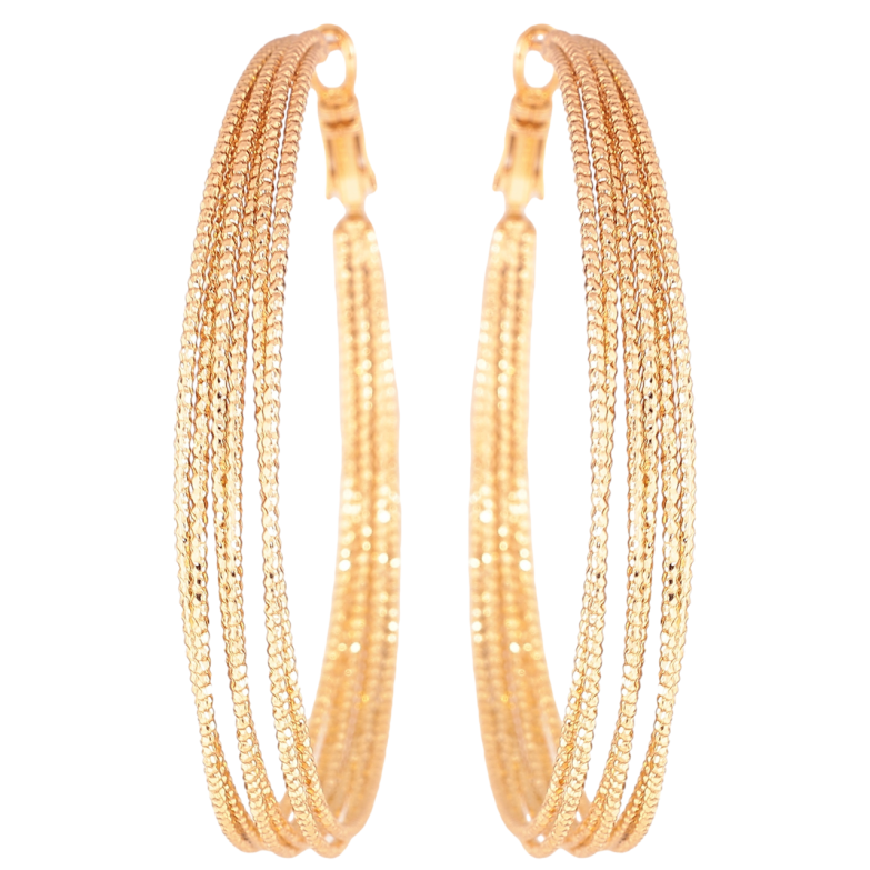 Сережки Xuping Позолота 18K кільця (конго) «Візерунок з шести кілець» ø 5см фото №17 Сережки Xuping Позолота 18K кільця (конго) «Візерунок з шести кілець» ø 5см фото №17