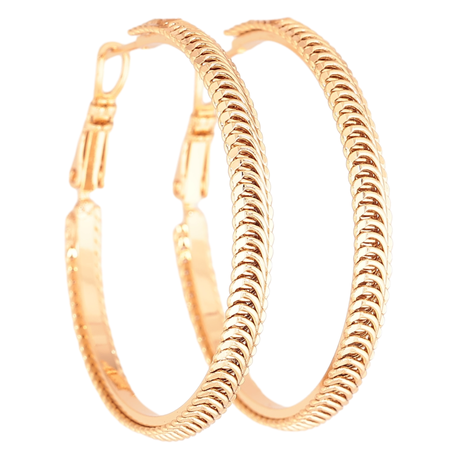 Серьги Xuping Позолота 18K кольца (конго) Декоративный узор ø 4см фото №1 Серьги Xuping Позолота 18K кольца (конго) Декоративный узор ø 4см фото №1