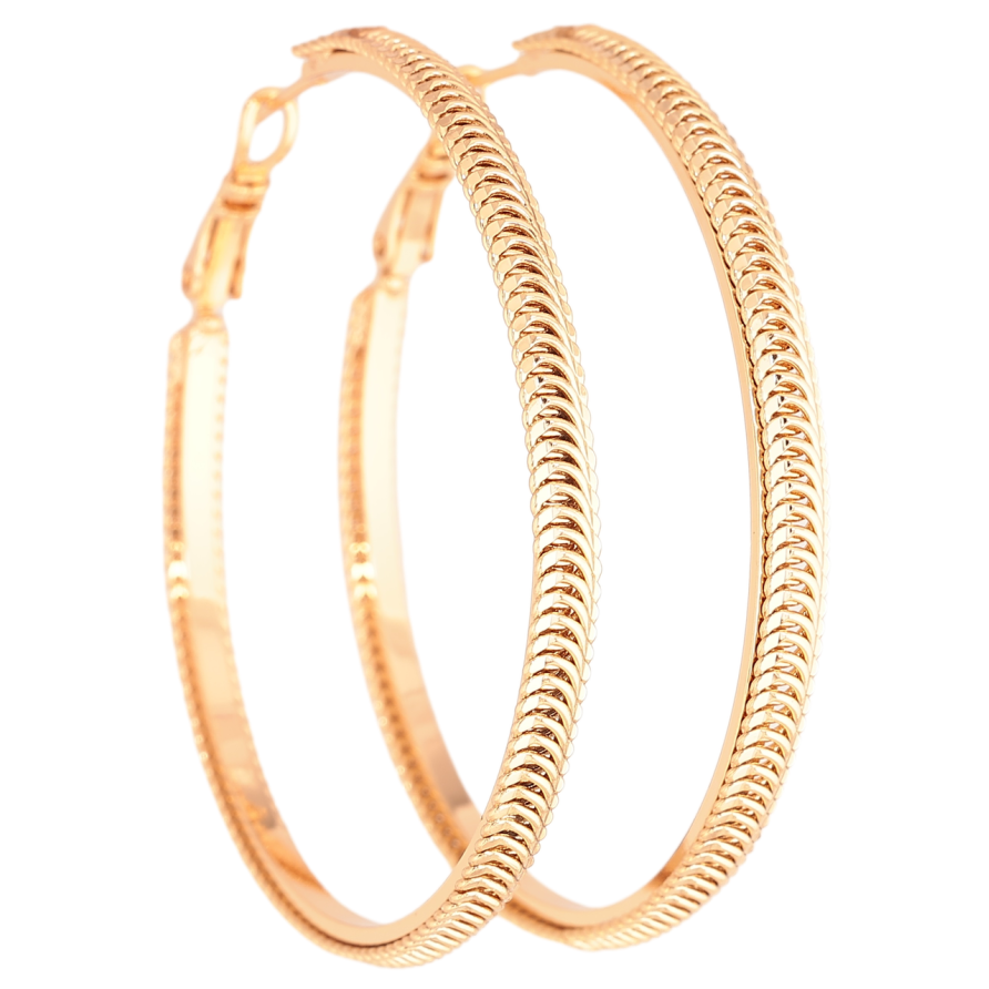 Сережки Xuping Позолота 18K кільця (конго) «Декоративний візерунок» ø 5см фото №1