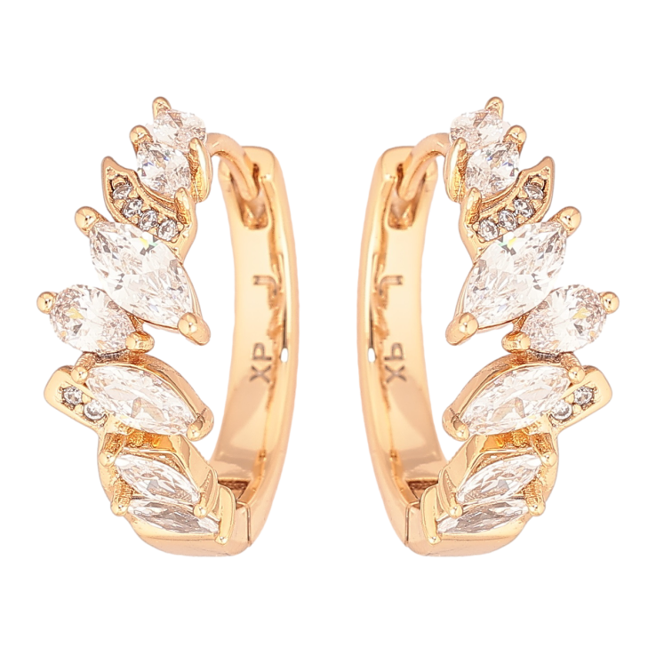 Серьги Xuping Позолота 18K колечки Узор из кристаллов фото №16 Серьги Xuping Позолота 18K колечки Узор из кристаллов фото №16