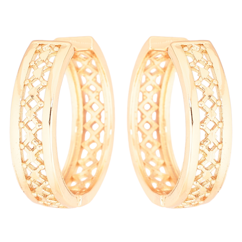 Серьги Xuping Позолота 18K колечки Резной узор фото №1 Серьги Xuping Позолота 18K колечки Резной узор фото №1