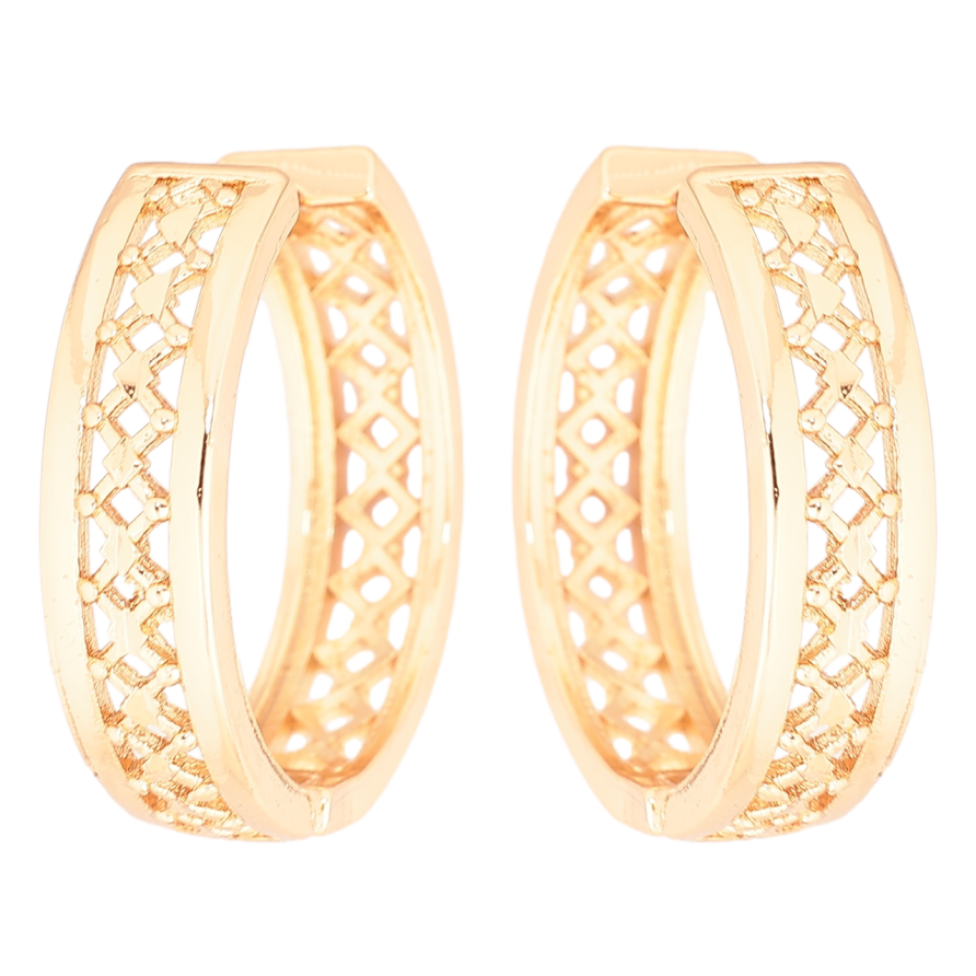 Серьги Xuping Позолота 18K колечки Резной узор фото №1 Серьги Xuping Позолота 18K колечки Резной узор фото №1