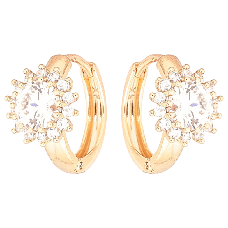Сережки Xuping Позолота 18K колечка «Кришталеві квіточки» фото №1 Сережки Xuping Позолота 18K колечка «Кришталеві квіточки» фото №1