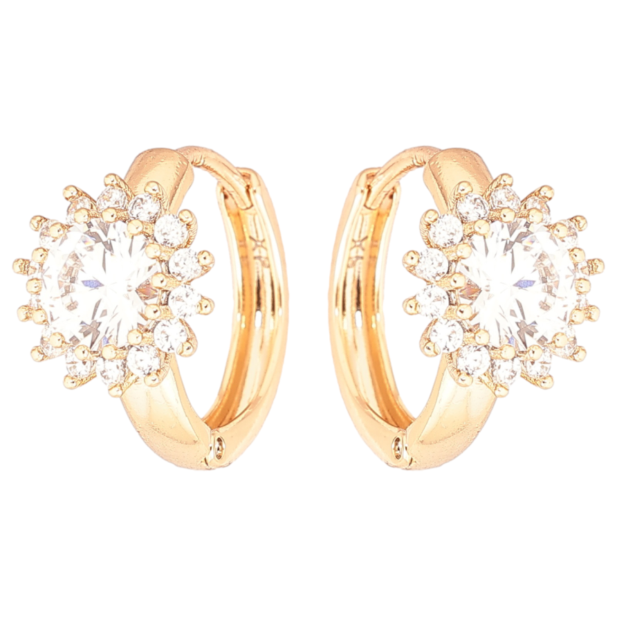 Серьги Xuping Позолота 18K колечки Кристальные цветочки фото №1 Серьги Xuping Позолота 18K колечки Кристальные цветочки фото №1