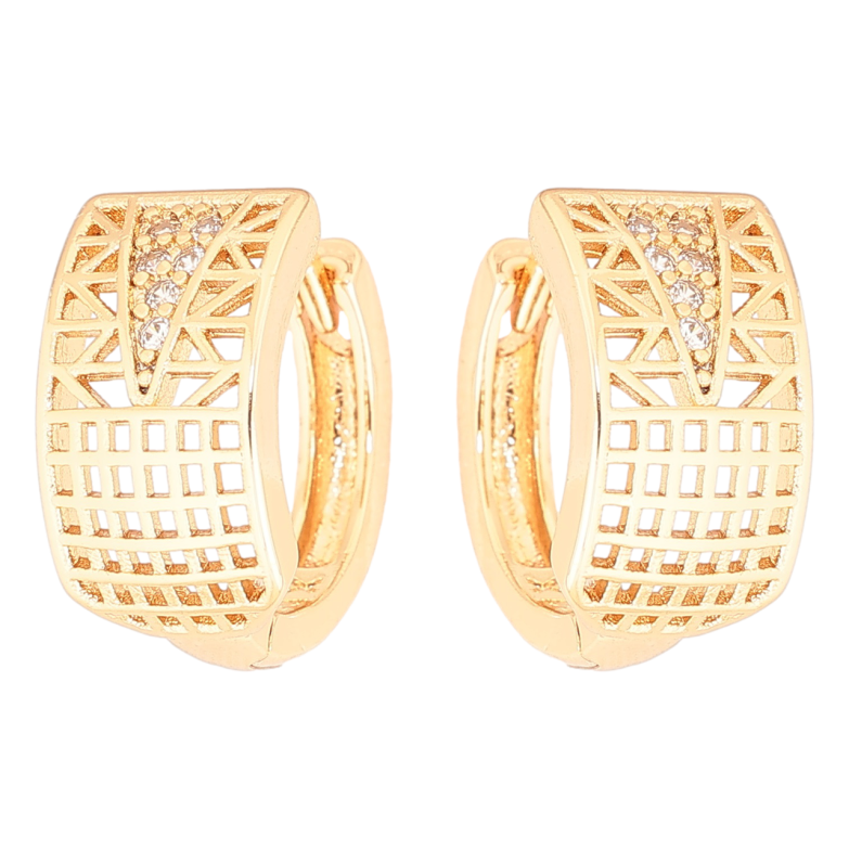 Серьги Xuping Позолота 18K колечки Резной узор с цирконием фото №1 Серьги Xuping Позолота 18K колечки Резной узор с цирконием фото №1