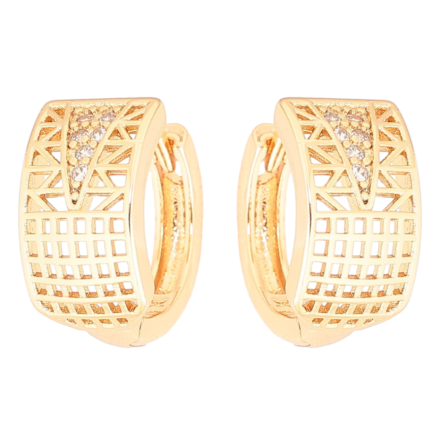 Серьги Xuping Позолота 18K колечки Резной узор с цирконием фото №1 Серьги Xuping Позолота 18K колечки Резной узор с цирконием фото №1