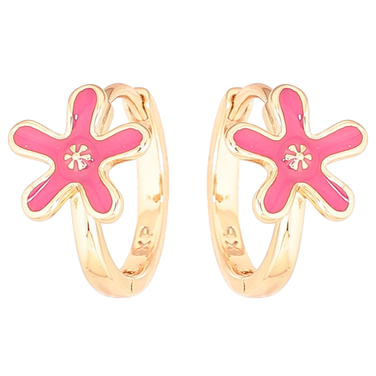 Серьги Xuping Позолота 18K колечки Цветочки с розовой эмалью фото №14 Серьги Xuping Позолота 18K колечки Цветочки с розовой эмалью фото №14