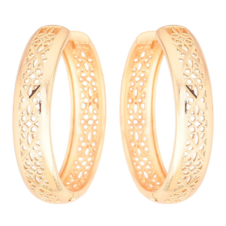 Серьги Xuping Позолота 18K колечки Резной узор фото №18 Серьги Xuping Позолота 18K колечки Резной узор фото №18