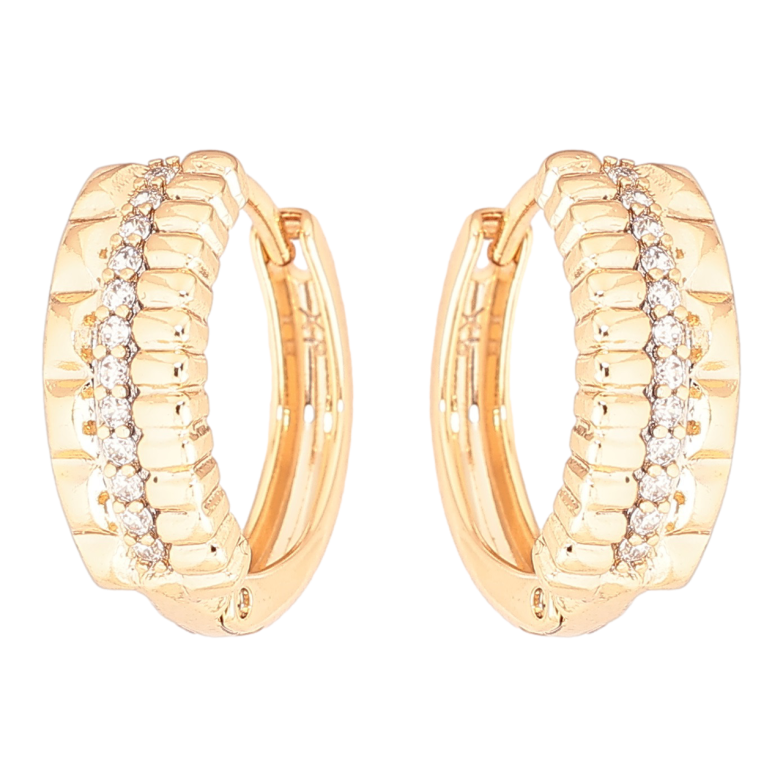 Серьги Xuping Позолота 18K колечки Узор с дорожками циркония фото №1 Серьги Xuping Позолота 18K колечки Узор с дорожками циркония фото №1